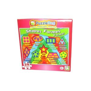 Puzzle Bug Learn About Shapes, 24 Pieces, Three Languages English Spanish French